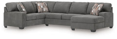 Best Furniture Outlet - Ashley Furniture - Newellen Sectional - LAF 3-Piece Sleeper Sectional with Chaise / Greystone - 48405S6