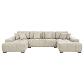 Best Furniture Outlet - Coaster - Cannella U-Shaped Double Chaise Upholstered Sectional Sofa Beige - 500350