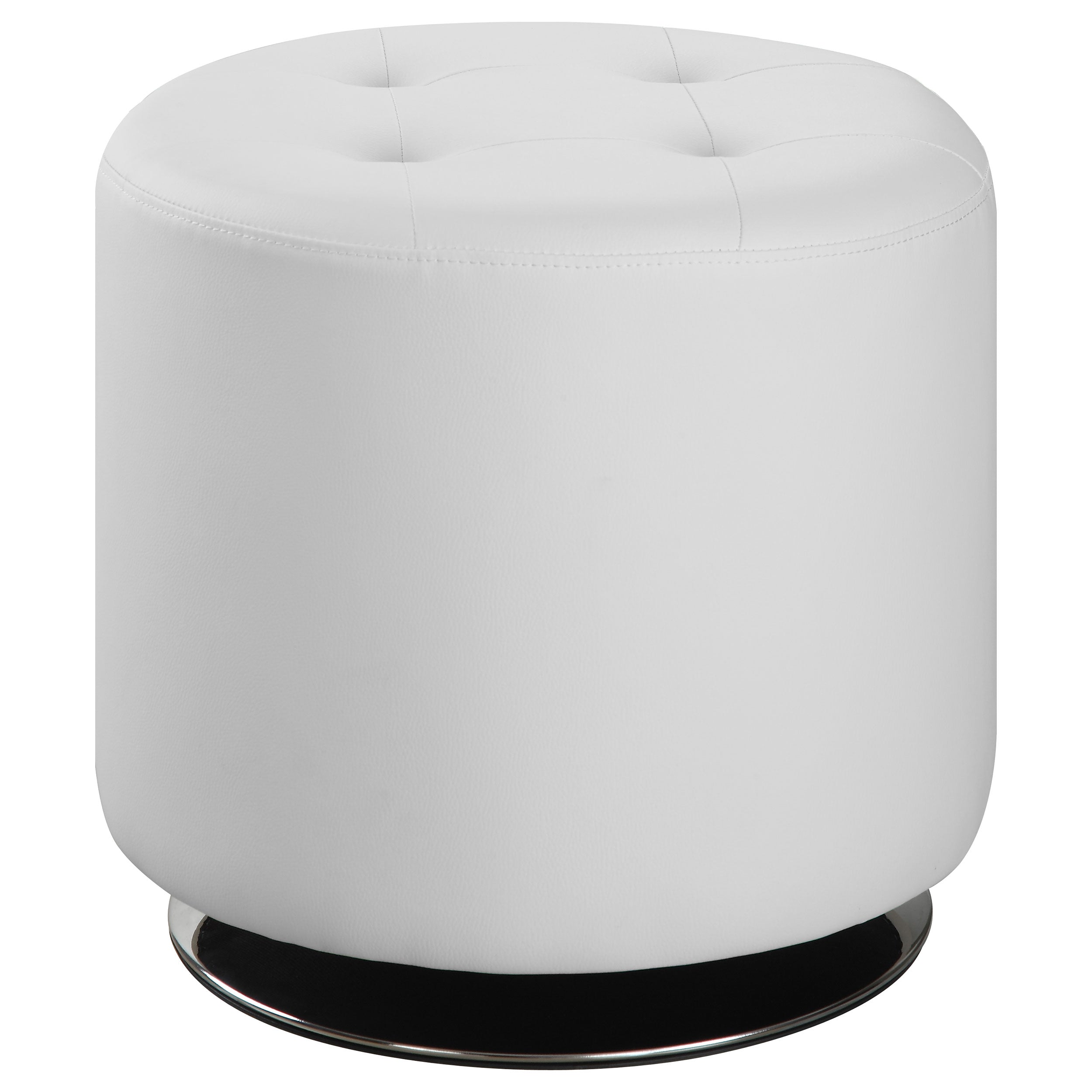 Best Furniture Outlet - Coaster - Bowman Round Upholstered Tufted Swivel Ottoman White - 500554