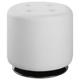 Best Furniture Outlet - Coaster - Bowman Round Upholstered Tufted Swivel Ottoman White - 500554