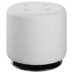 Best Furniture Outlet - Coaster - Bowman Round Upholstered Tufted Swivel Ottoman White - 500554