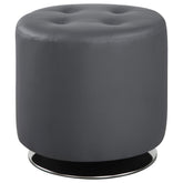 Best Furniture Outlet - Coaster - Bowman Round Upholstered Tufted Swivel Ottoman Grey - 500555