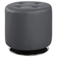 Best Furniture Outlet - Coaster - Bowman Round Upholstered Tufted Swivel Ottoman Grey - 500555