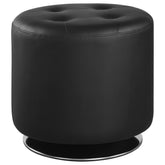 Best Furniture Outlet - Coaster - Bowman Round Upholstered Tufted Swivel Ottoman Black - 500556