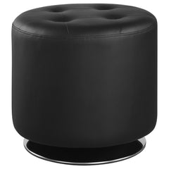 Best Furniture Outlet - Coaster - Bowman Round Upholstered Tufted Swivel Ottoman Black - 500556