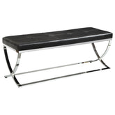 Best Furniture Outlet - Coaster - Walton Leatherette Upholstered Tufted Accent Bench Black - 501156