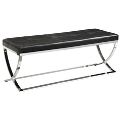 Best Furniture Outlet - Coaster - Walton Leatherette Upholstered Tufted Accent Bench Black - 501156