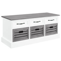 Best Furniture Outlet - Coaster - Alma 3-drawer Storage Bench White and Weathered Grey - 501196