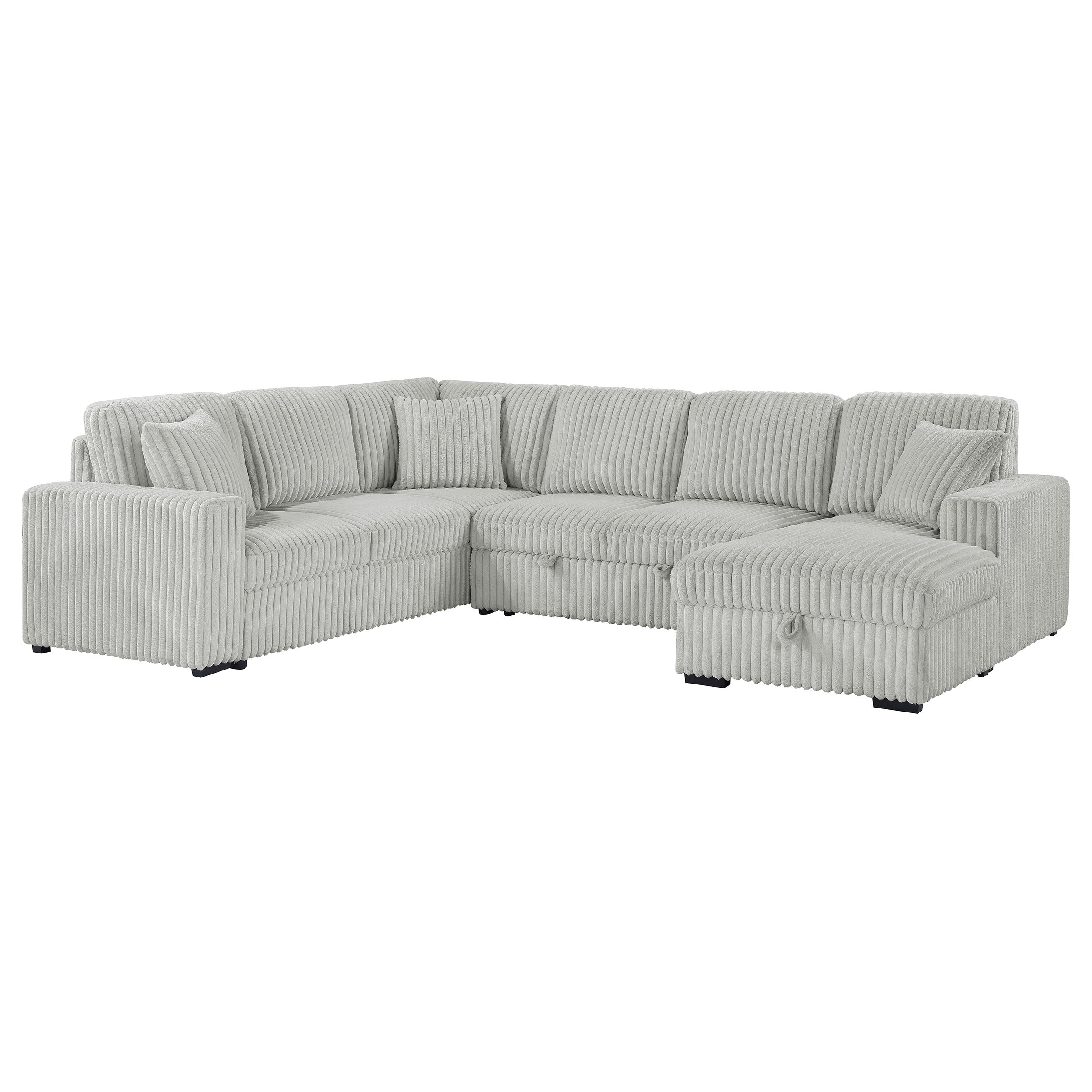 Best Furniture Outlet - Coaster - Devonshire Sleeper Sectional Sofa Storage Chaise Grey - 501208