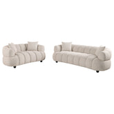 Best Furniture Outlet - Coaster - Whitney 2-Piece Contemporary Channel Tufted Woven Fabric Sofa Set Pebble - 503721-S2