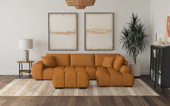Best Furniture Outlet - Coaster - Camacho Upholstered Sectional Sofa with Ottoman Set Orange - 503975-SET