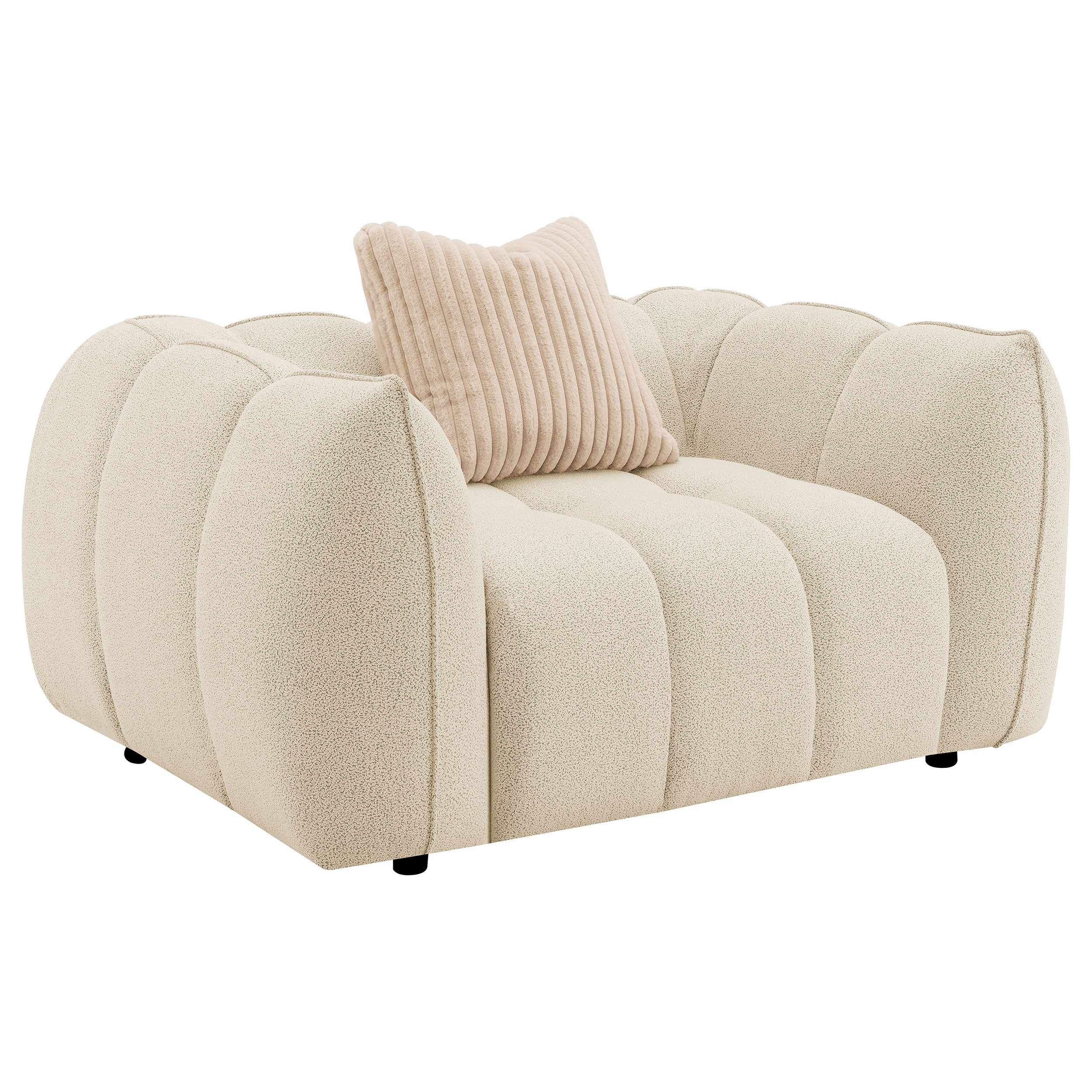 Best Furniture Outlet - Coaster - Winchester Boucle Upholstered Chair and a Half Sand Pebble - 503999