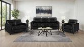 Best Furniture Outlet - Coaster - Scotland 3-piece Faux Leather Upholstered Sofa Set Black - 504664-S3