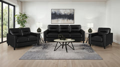 Best Furniture Outlet - Coaster - Scotland 3-piece Faux Leather Upholstered Sofa Set Black - 504664-S3