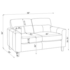 Scotland 3-piece Faux Leather Upholstered Sofa Set Black