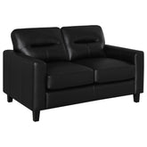 Best Furniture Outlet - Coaster - Scotland Faux Leather Upholstered Track Arm Loveseat Black - 504665