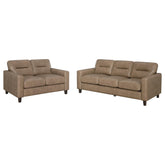 Best Furniture Outlet - Coaster - Scotland 2-piece Faux Leather Upholstered Sofa Set Brown - 504667-S2
