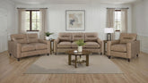 Best Furniture Outlet - Coaster - Scotland 3-piece Faux Leather Upholstered Sofa Set Brown - 504667-S3