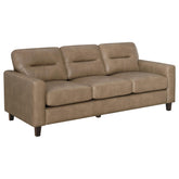 Best Furniture Outlet - Coaster - Scotland Faux Leather Upholstered Track Arm Sofa Brown - 504667