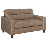 Best Furniture Outlet - Coaster - Scotland Faux Leather Upholstered Track Arm Loveseat Brown - 504668