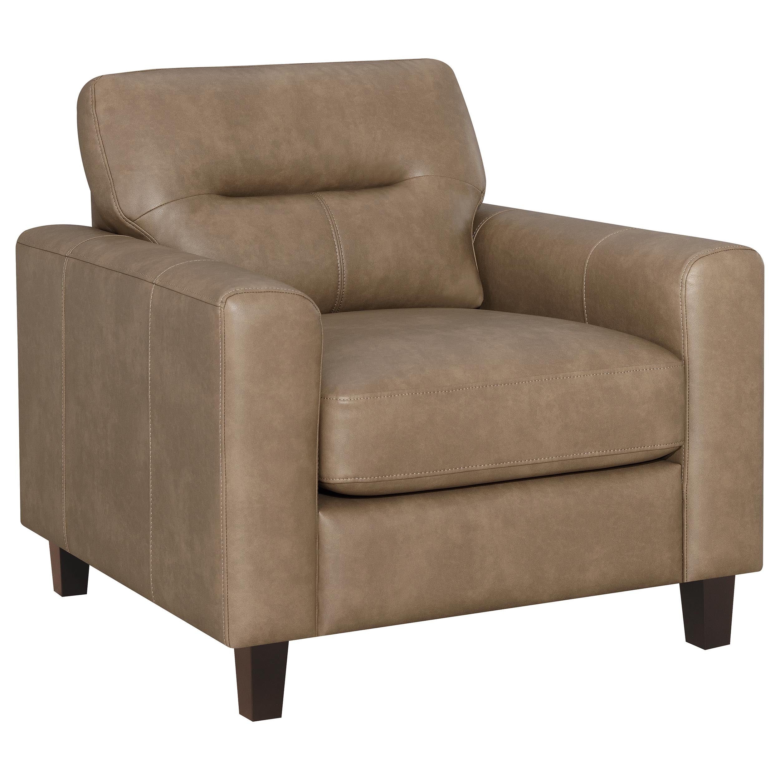 Best Furniture Outlet - Coaster - Scotland Faux Leather Upholstered Track Arm Chair Brown - 504669