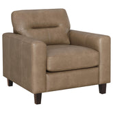 Best Furniture Outlet - Coaster - Scotland Faux Leather Upholstered Track Arm Chair Brown - 504669