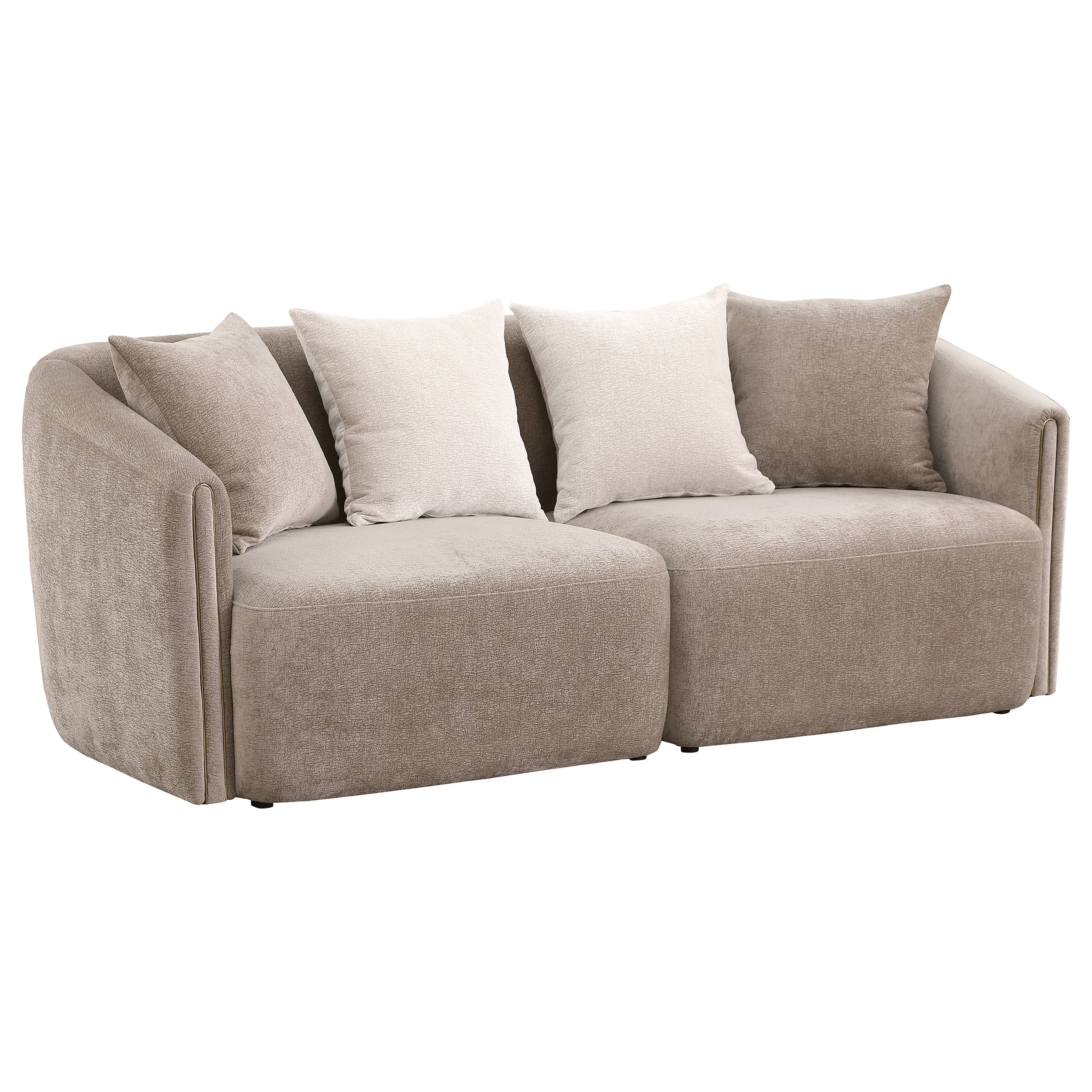 Best Furniture Outlet - Coaster - Townsend Chenille Upholstered Rolled Arm Sofa Latte - 504754