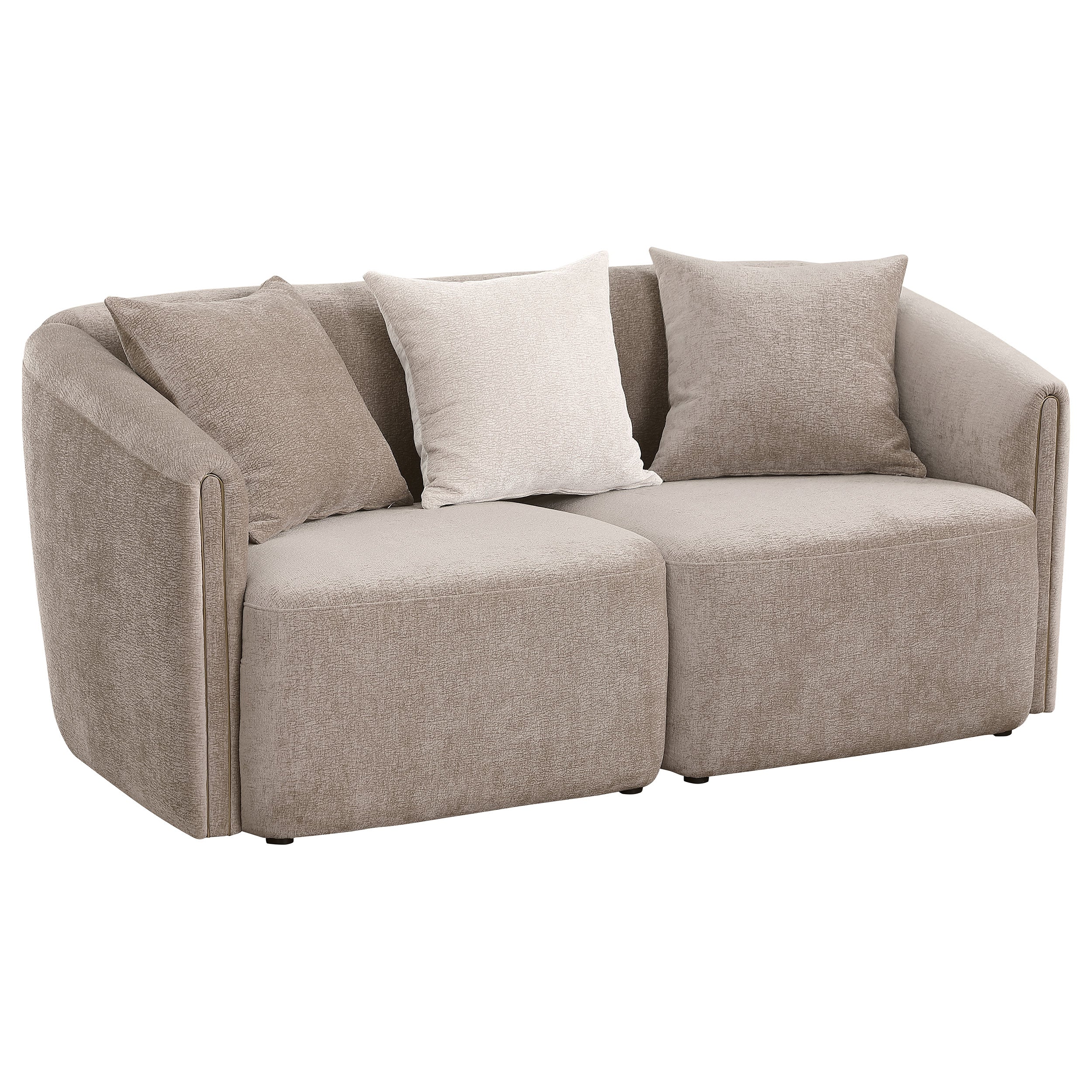 Best Furniture Outlet - Coaster - Townsend Chenille Upholstered Rolled Arm Loveseat Latte - 504755