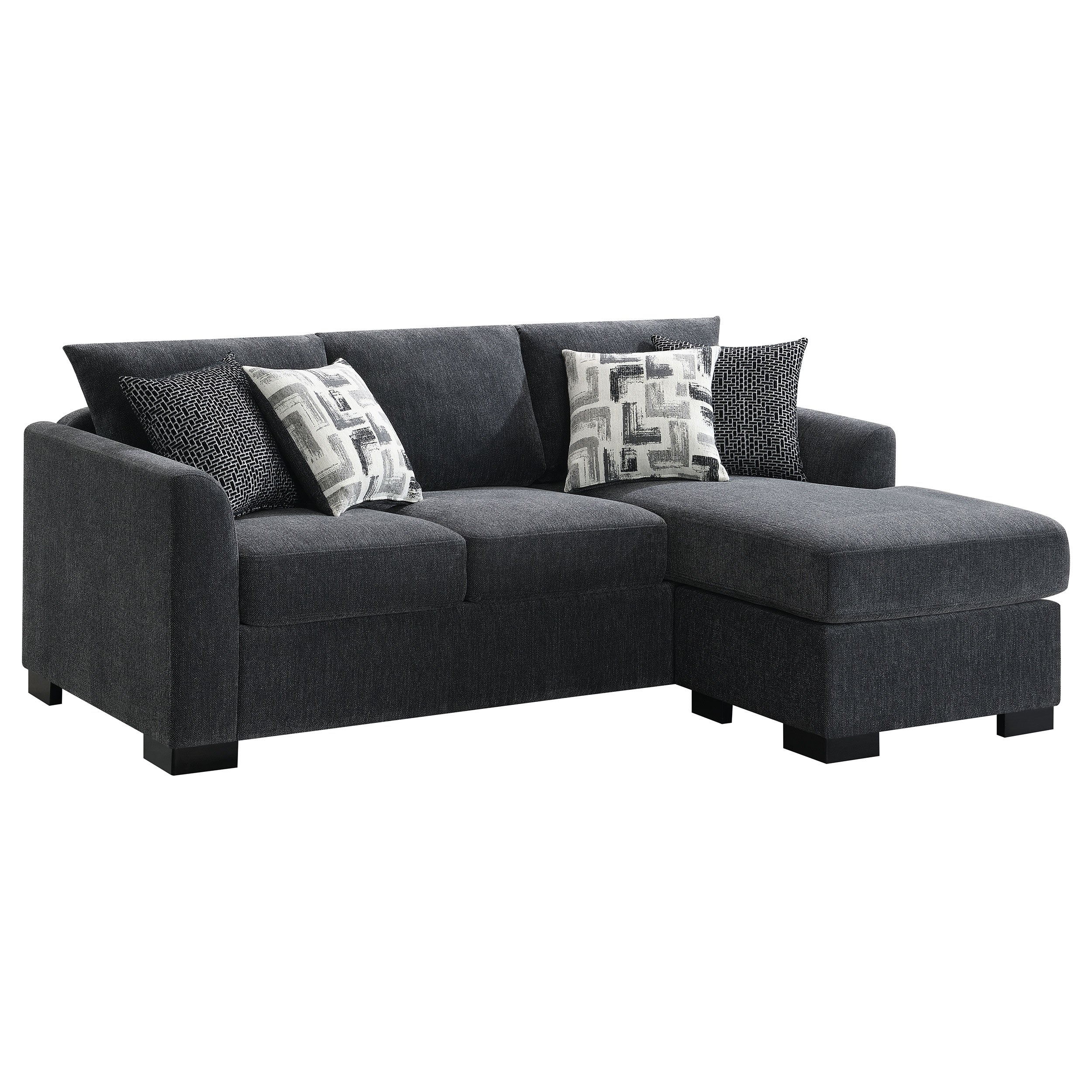 Best Furniture Outlet - Coaster - Storey Upholstered Sleeper Sectional Chaise Sofa Dark Grey - 504777