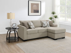 Best Furniture Outlet - Coaster - Storey Upholstered Sleeper Sectional Chaise Sofa Camel - 504778