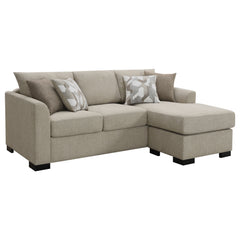Best Furniture Outlet - Coaster - Storey Upholstered Sleeper Sectional Chaise Sofa Camel - 504778