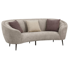 Best Furniture Outlet - Coaster - Ellorie Upholstered Channel Back Curved Sofa Beige - 504837
