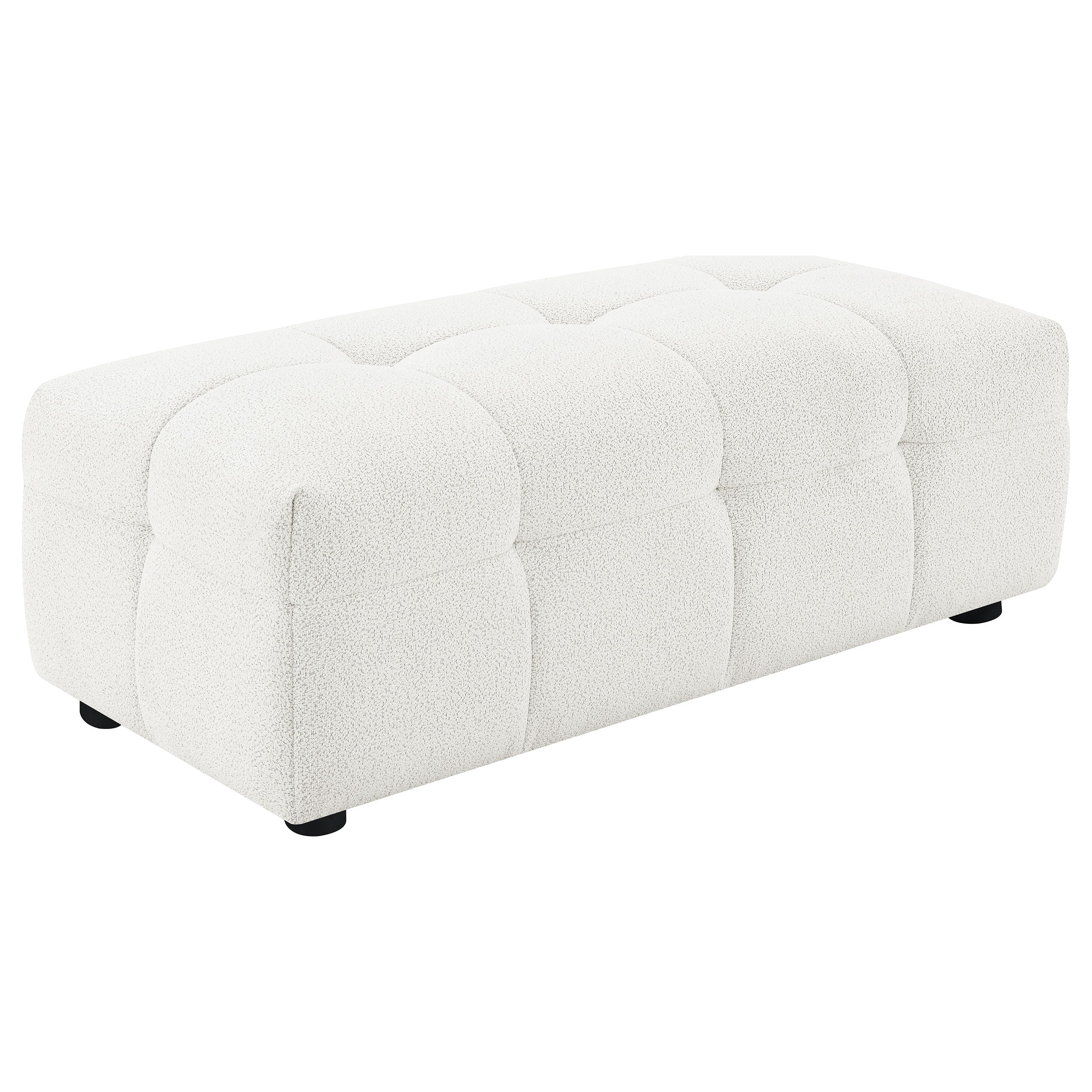 Best Furniture Outlet - Coaster - Everly Boucle Upholstered Rectangular Ottoman Off White - 504854