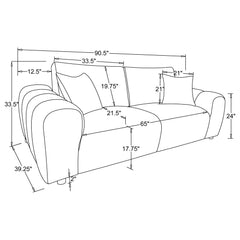 Burnett 2-piece Chenille Upholstered Sofa Set Ivory