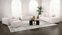 Best Furniture Outlet - Coaster - Burnett 4-piece Chenille Upholstered Sofa Set Ivory - 504955-S4