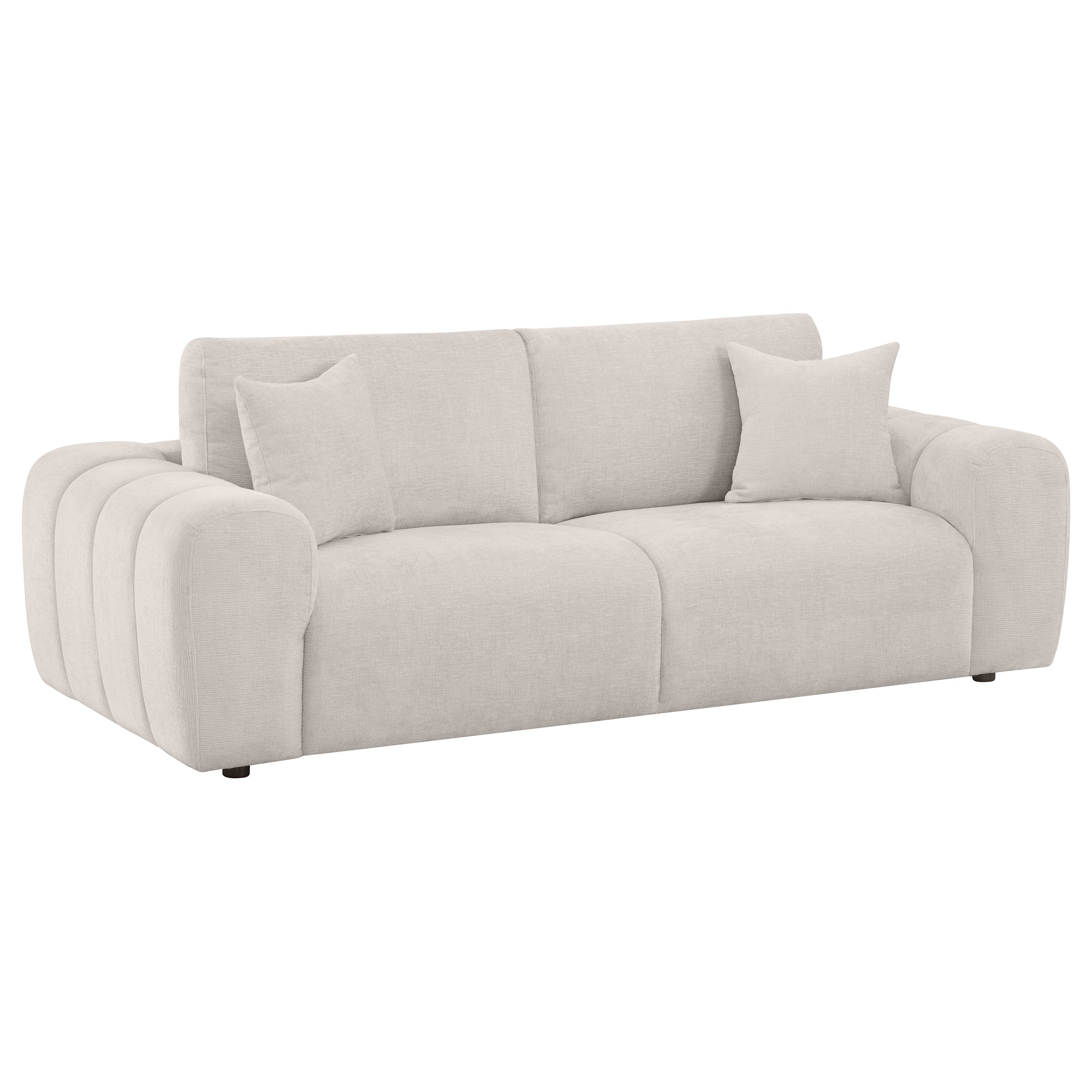 Best Furniture Outlet - Coaster - Burnett Chenille Upholstered Wide Arm Sofa Ivory - 504955
