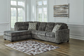 Best Furniture Outlet - Ashley Furniture - Lonoke Sectional - LAF 2-Piece Sectional with Chaise / Gunmetal - 50504S2