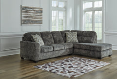 Best Furniture Outlet - Ashley Furniture - Lonoke Sectional - LAF 2-Piece Sectional with Chaise / Gunmetal - 50504S2