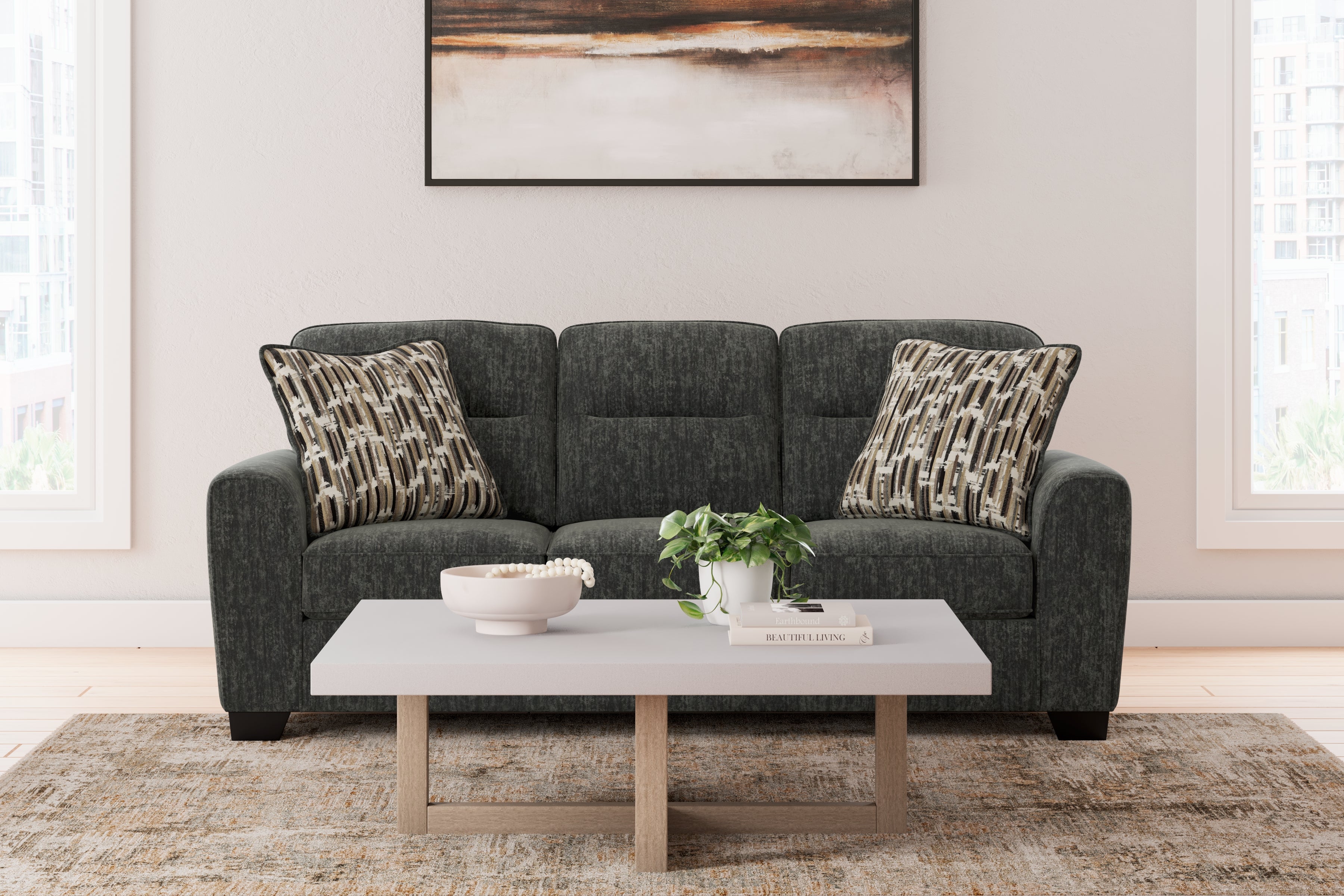 Best Furniture Outlet - Ashley Furniture - Lonoke Living Room - Sofa / Gunmetal - 5050438