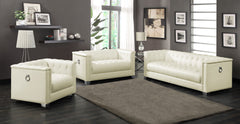 Best Furniture Outlet - Coaster - Chaviano 3-piece Upholstered Track Arm Sofa Set Pearl White - 505391-S3