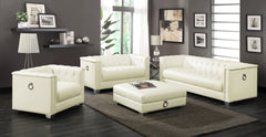 Best Furniture Outlet - Coaster - Chaviano 4-piece Upholstered Track Arm Sofa Set Pearl White - 505391-S4
