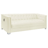 Best Furniture Outlet - Coaster - Chaviano Upholstered Track Arm Sofa Pearl White - 505391