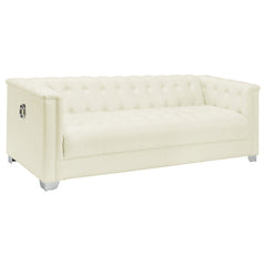 Best Furniture Outlet - Coaster - Chaviano Upholstered Track Arm Sofa Pearl White - 505391