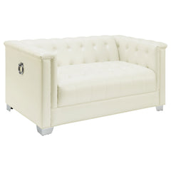 Best Furniture Outlet - Coaster - Chaviano Upholstered Track Arm Loveseat Pearl White - 505392