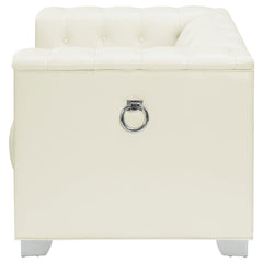 Chaviano Upholstered Track Arm Accent Chair Pearl White