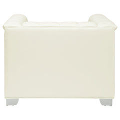 Chaviano Upholstered Track Arm Accent Chair Pearl White