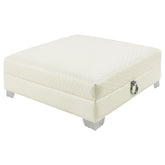 Best Furniture Outlet - Coaster - Chaviano Square Upholstered Ottoman Pearl White - 505394