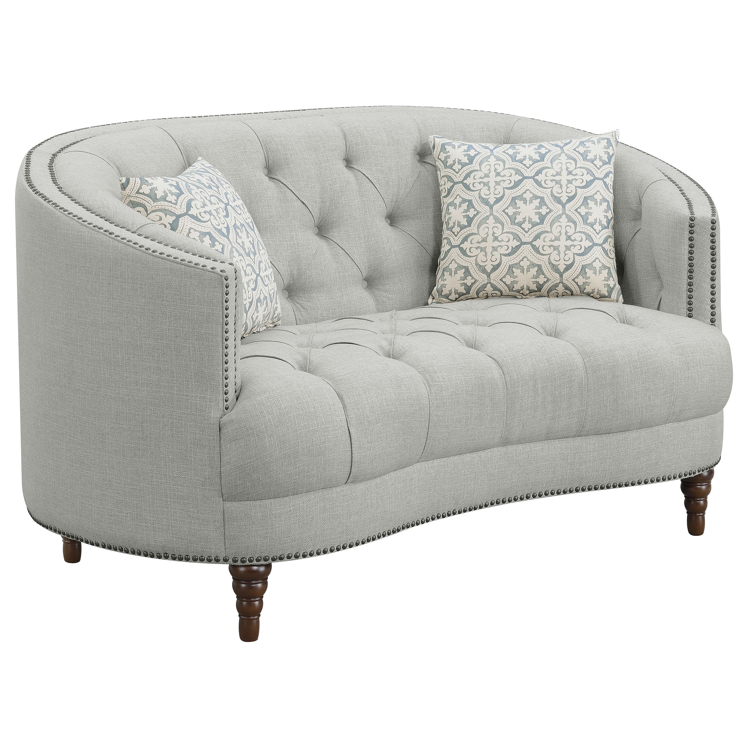 Best Furniture Outlet - Coaster - Avonlea Upholstered Sloped Arm Loveseat Grey Fabric - 505642