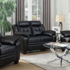 Best Furniture Outlet - Coaster - Finley Upholstered Padded Arm Tufted Loveseat Black - 506552