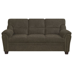 Clementine 3-piece Upholstered Padded Arm Sofa Set Brown